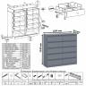 Комод высокий на десять выдвижных ящиков Мори МК1200.10 цвет графит