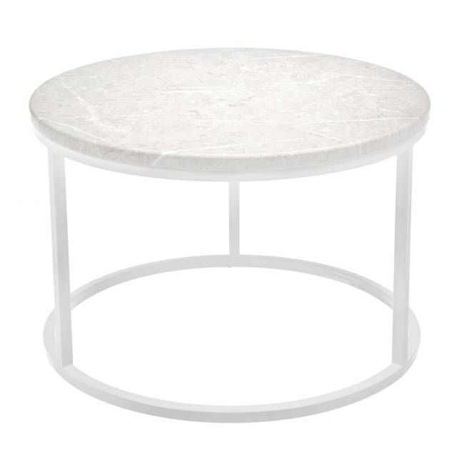 Набор кофейных столиков Tango бежевый мрамор с белыми ножками, 2шт