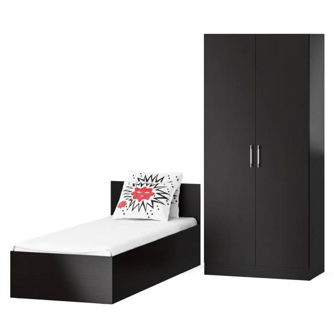 Кровать односпальная 800 со шкафом для одежды 2-х створчатым Стандарт цвет венге