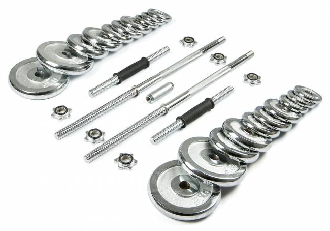 Набор Гантели и штанга AMETIST 50кг в чемодане (металл краш)