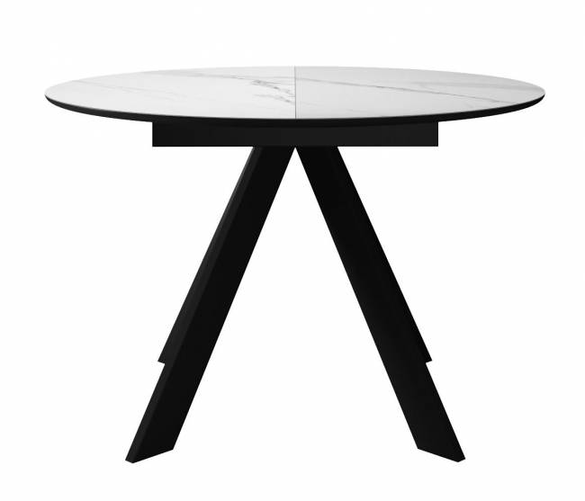 Стол DikLine SKC90 d900 Керамика Белый мрамор/подстолье черное/опоры черные Стол DikLine SKC90 d900 Керамика Белый мрамор/подстолье черное/опоры черные