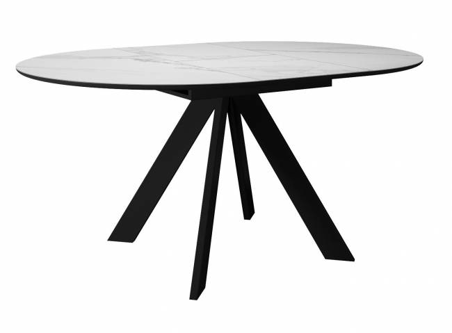 Стол DikLine SKC90 d900 Керамика Белый мрамор/подстолье черное/опоры черные Стол DikLine SKC90 d900 Керамика Белый мрамор/подстолье черное/опоры черные