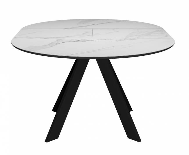 Стол DikLine SKC90 d900 Керамика Белый мрамор/подстолье черное/опоры черные Стол DikLine SKC90 d900 Керамика Белый мрамор/подстолье черное/опоры черные