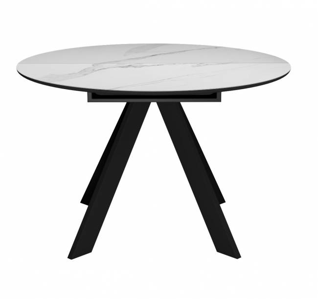 Стол DikLine SKC90 d900 Керамика Белый мрамор/подстолье черное/опоры черные Стол DikLine SKC90 d900 Керамика Белый мрамор/подстолье черное/опоры черные