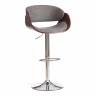 Барный стул Lando/Ландо (мод.4036) металл/дерево/ткань, 59х51х93-114см, высота сиденья 62-83см, серый/орех/хром, Аймкаса 28 орех темный, серый металл/дерево/ткань