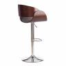 Барный стул Lando/Ландо (мод.4036) металл/дерево/ткань, 59х51х93-114см, высота сиденья 62-83см, серый/орех/хром, Аймкаса 28 орех темный, серый металл/дерево/ткань