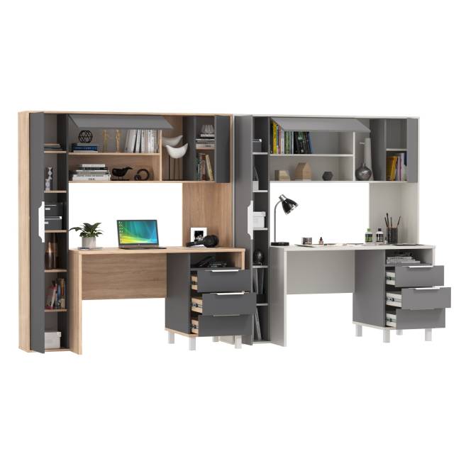 Два рабочих стола с надстройкой Комфорт 12.95N цвет белый премиум/серый шифер/дуб сонома/тёмно-серый Два рабочих стола с надстройкой Комфорт 12.95N цвет белый премиум/серый шифер/дуб сонома/тёмно-серый