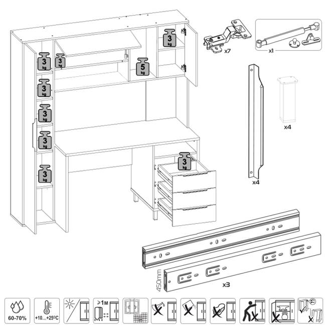 Два рабочих стола с надстройкой Комфорт 12.95N цвет белый премиум/серый шифер/дуб сонома/тёмно-серый Два рабочих стола с надстройкой Комфорт 12.95N цвет белый премиум/серый шифер/дуб сонома/тёмно-серый