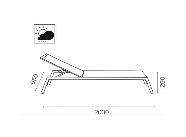 Шезлонг-лежак металлический Zen антрацит 2030х650х290 мм