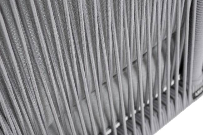 "Канны" угловой модуль плетеный из роупа, каркас алюминий белый шагрень, роуп светло-серый круглый, ткань светло-серая