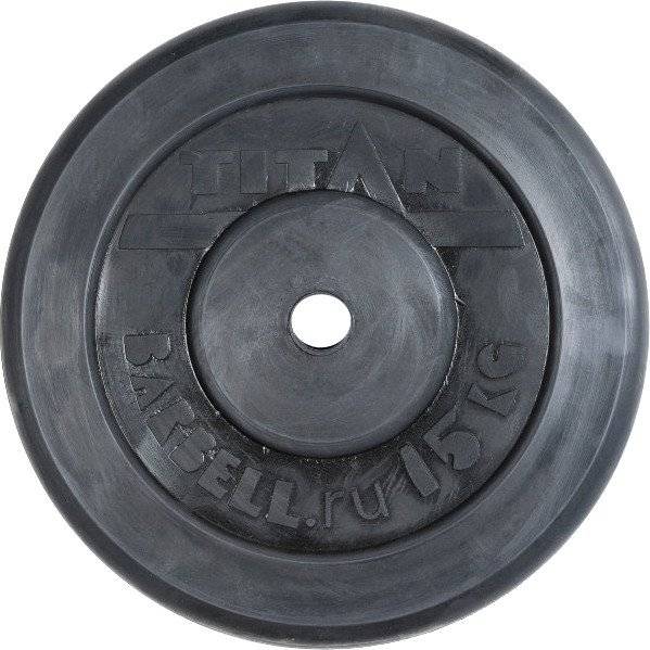 Диск обрезиненный черный TITAN d-26 15 кг