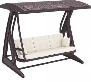 Качели пластиковые плетеные с подушкой Hawaii коричневый 2250х1640х2020 мм