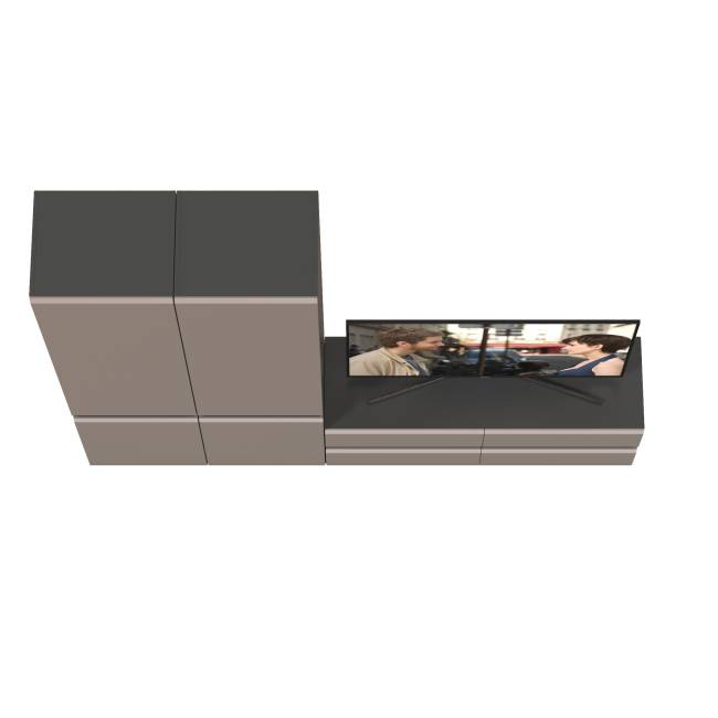 Два шкафа с полками внутри и тумба под ТВ Сидней цвет антрацит/МДФ веллюто капучино Два шкафа с полками внутри и тумба под ТВ Сидней цвет антрацит/МДФ веллюто капучино