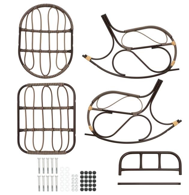 Кресло качалка с подножкой из искусственного ротанга, орех, разборное
