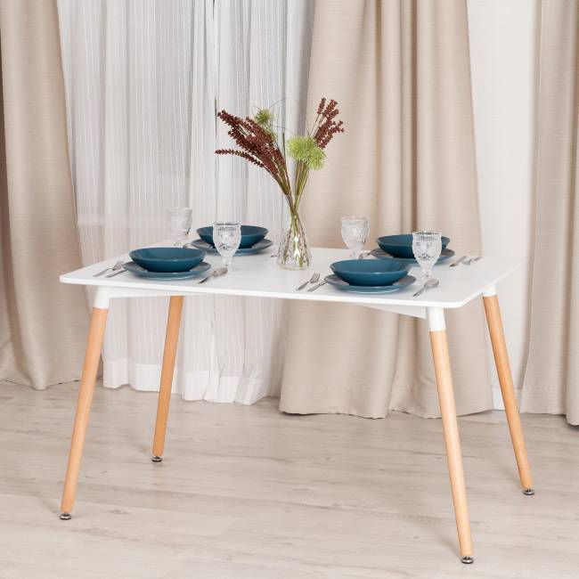 Стол JOHN (mod. T1001) МДФ/дерево, 120 х 80 х 75 см , White (Белый) / Natural (натуральный) White (Белый) / Natural (натуральный) МДФ/дерево