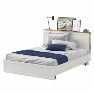 Кровать двуспальная 1600 Остин 11.53 цвет белый шагрень/дуб крафт золотой