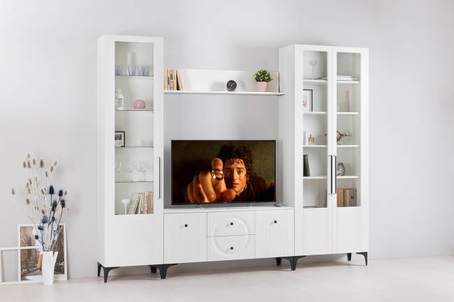 Тумба под ТВ Валенсия 16.45 цвет белый шагрень