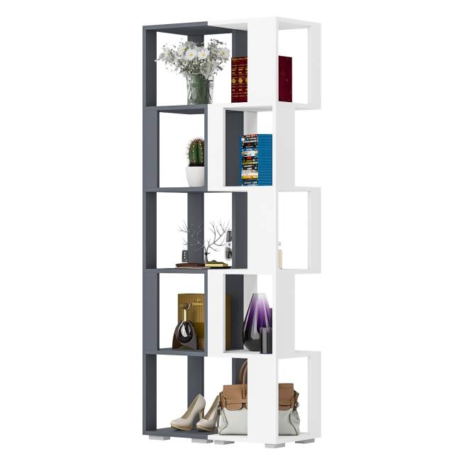 Комплект их 2-х стеллажей цвет графит/белый