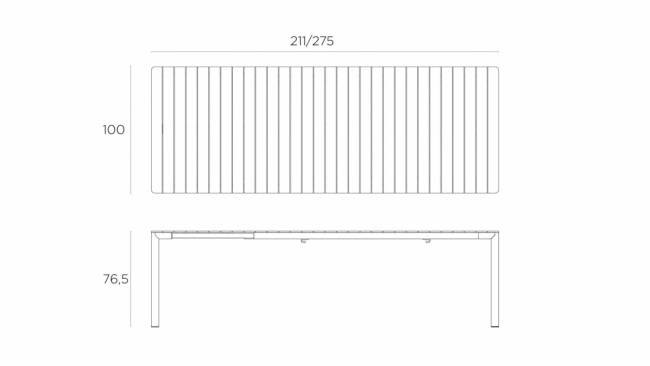 Стол пластиковый раздвижной Tevere 210 антрацит 2110-2750х1000х765 мм Стол пластиковый раздвижной Tevere 210 антрацит 2110-2750х1000х765 мм