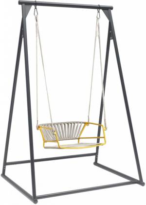 Качели плетеные Lisa Swing желтый, серебристый 1450х1200х2220 мм