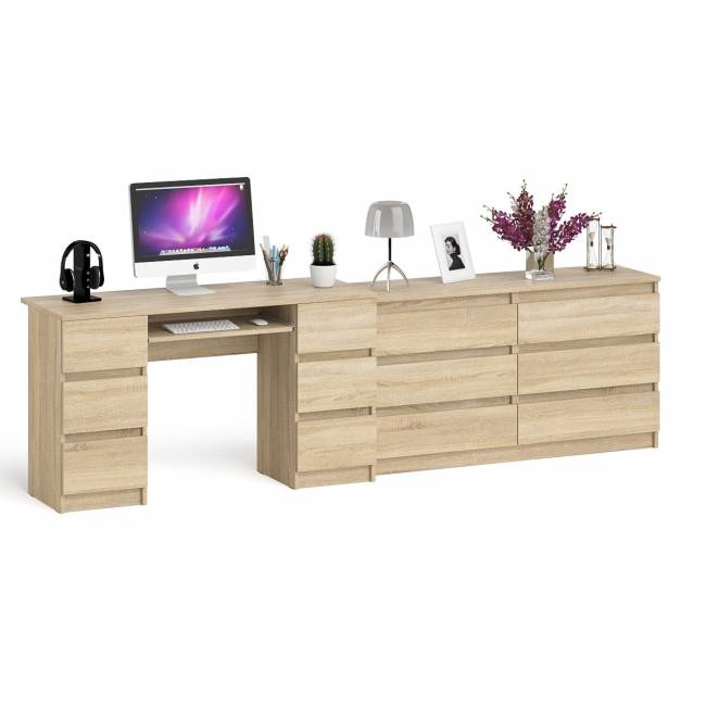 Стол компьютерный МС-2 на шесть выдвижных ящиков и комод МК1380 Мори цвет дуб сонома Стол компьютерный МС-2 на шесть выдвижных ящиков и комод МК1380 Мори цвет дуб сонома