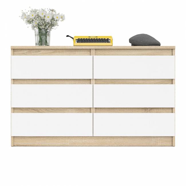 Широкий комод шесть ящиков Мори МК1200.6 цвет дуб сонома/белый Широкий комод шесть ящиков Мори МК1200.6 цвет дуб сонома/белый