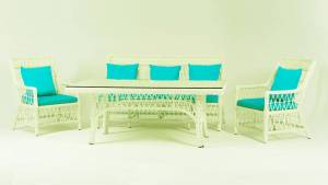 Комплект LEGEND с прямоугольным столом, на 5 персон, белый