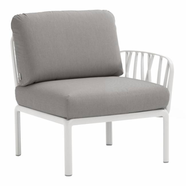 Модуль правый/левый пластиковый с подушками Komodo Elemento Terminale DS/SX белый, серый 720х780х880 мм Модуль правый/левый пластиковый с подушками Komodo Elemento Terminale DS/SX белый, серый 720х780х880 мм