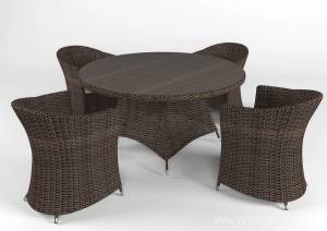 Комплект обеденный "Малага" круглая, из искусственного ротанга, 1+4, коричневый, черный Комплект обеденный "Малага" круглая, из искусственного ротанга, 1+4, коричневый, черный