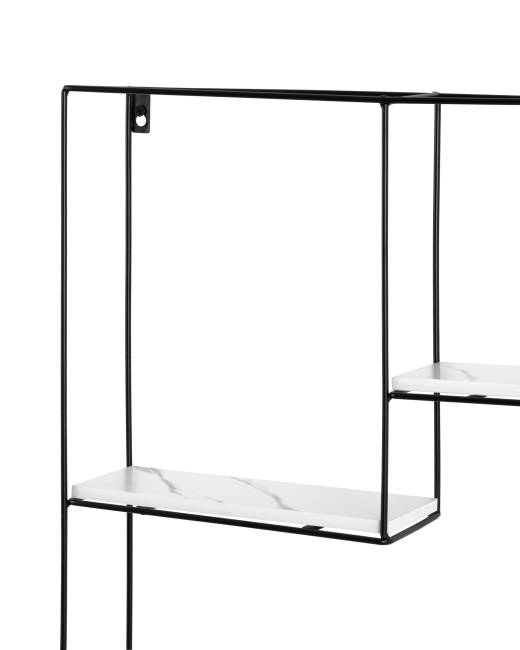 Полка Square черная белый мрамор