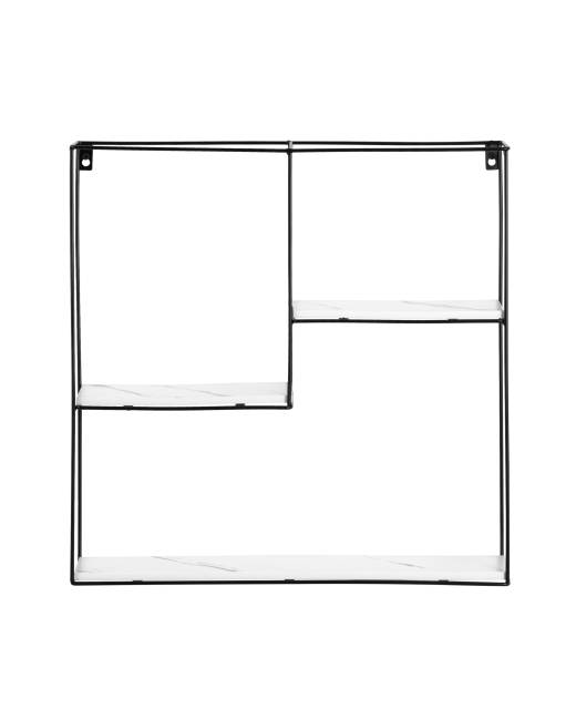 Полка Square черная белый мрамор