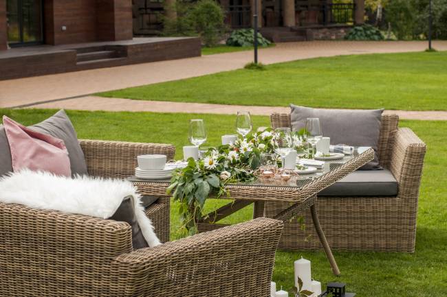 "Аффогато" обеденная группа из искусственного ротанга, цвет соломенный "Аффогато" обеденная группа из искусственного ротанга, цвет соломенный