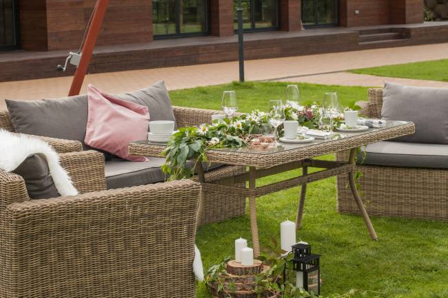 "Аффогато" обеденная группа из искусственного ротанга, цвет соломенный "Аффогато" обеденная группа из искусственного ротанга, цвет соломенный