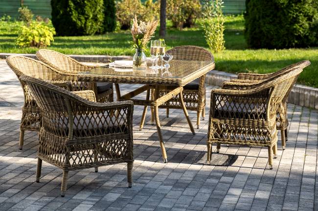 "Амароне" обеденная группа из искусственного ротанга на 6 персон, цвет соломенный "Амароне" обеденная группа из искусственного ротанга на 6 персон, цвет соломенный