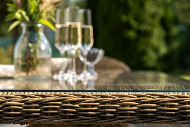 "Амароне" обеденная группа из искусственного ротанга на 6 персон, цвет соломенный "Амароне" обеденная группа из искусственного ротанга на 6 персон, цвет соломенный