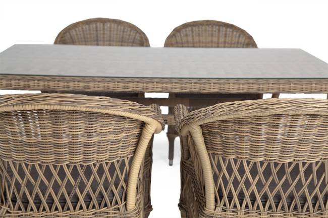 "Амароне" обеденная группа из искусственного ротанга на 6 персон, цвет соломенный "Амароне" обеденная группа из искусственного ротанга на 6 персон, цвет соломенный