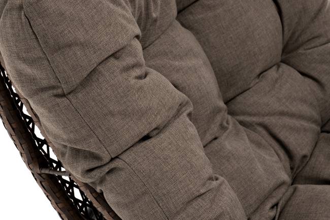 "Виши" подвесное кресло-кокон из искусственного ротанга, цвет коричневый с серо-коричневой подушкой