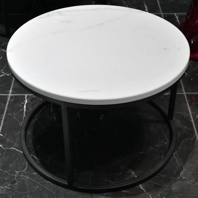 Набор кофейных столиков Tango белый мрамор с чёрными ножками, 2шт