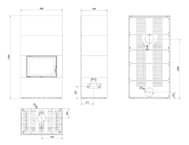 Каминокомплект Kratki PRO FLOKI NATURALI PIETRA DI SAVOIA ANTRANCITE BOCCIARDATA