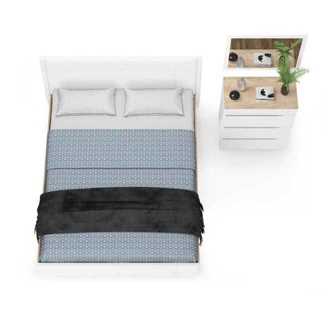 Кровать с подъёмным ортопедом 1600 и комод с зеркалом Муссон цвет белый/дуб эндгрейн элегантный/кожзам белый Кровать с подъёмным ортопедом 1600 и комод с зеркалом Муссон цвет белый/дуб эндгрейн элегантный/кожзам белый