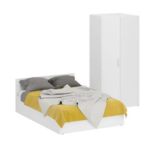 Кровать белая двуспальная 1400 с угловым шкафом Стандарт цвет белый