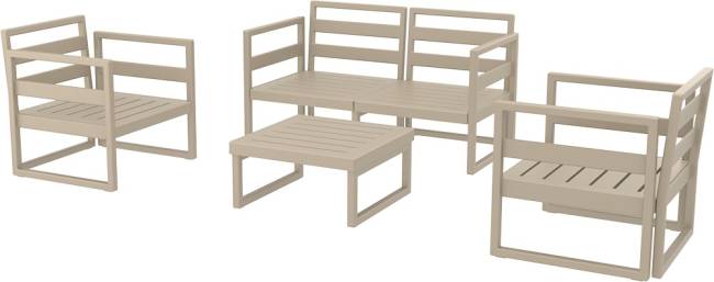 Комплект пластиковой мебели Mykonos бежевый, светло-коричневый Комплект пластиковой мебели Mykonos бежевый, светло-коричневый