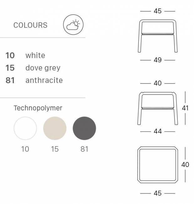 Столик пластиковый для шезлонга Vela Side Table тортора 490х440х410 мм