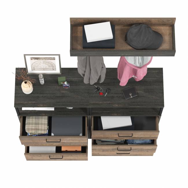 Два комода с нишей и тремя ящиками и вешалкой для одежды Трувор цвет дуб гранж песочный/интра