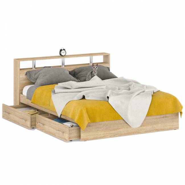 Кровать с ящиками Камелия 1600 цвет дуб сонома Кровать с ящиками Камелия 1600 цвет дуб сонома