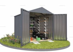 Хозблок SKOGGY секционный с двускатной крышей 3 х 2 м, брутальный серый Хозблок SKOGGY секционный с двускатной крышей 3 х 2 м, брутальный серый