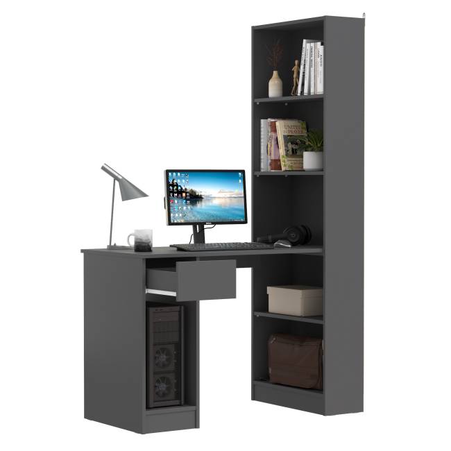 Стол компьютерный со шкафом комбинированным Лайт 10.01 цвет тёмно-серый