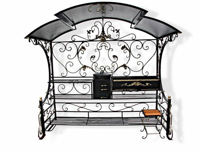 Беседка с мангалом и печкой "Россия"