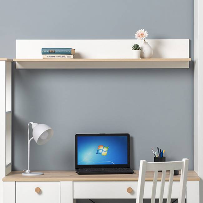 Полка Джастин 16.485 цвет белый шагрень/дуб белый эксклюзив Полка Джастин 16.485 цвет белый шагрень/дуб белый эксклюзив