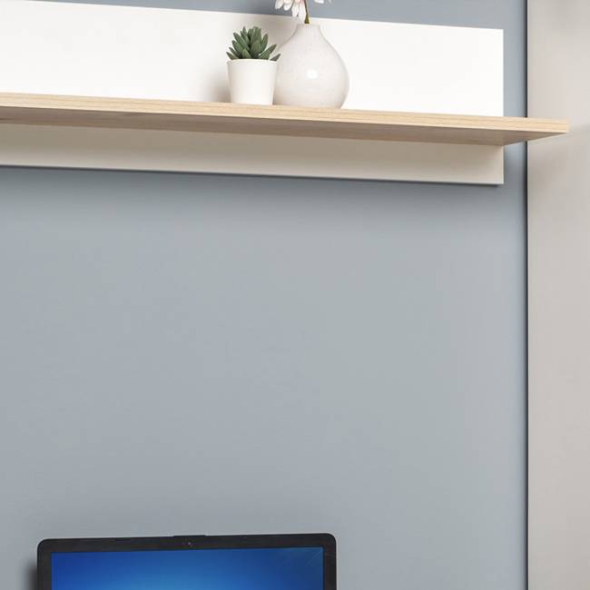 Полка Джастин 16.485 цвет белый шагрень/дуб белый эксклюзив Полка Джастин 16.485 цвет белый шагрень/дуб белый эксклюзив